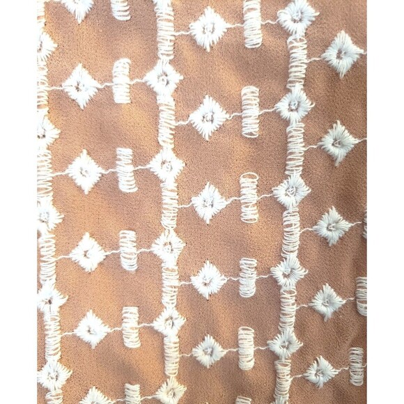 Walter Baker Poet  Blouse Women Large Pink Brown Tie Neckline Cuff Sleeve - Picture 3 of 7